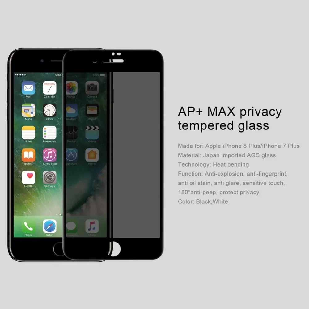 Для iPhone 7 8 Plus антишпионское закаленное стекло Nillkin AP+ Max защита для экрана из стекла для iPhone 7/8 Plus 9H жесткое стекло