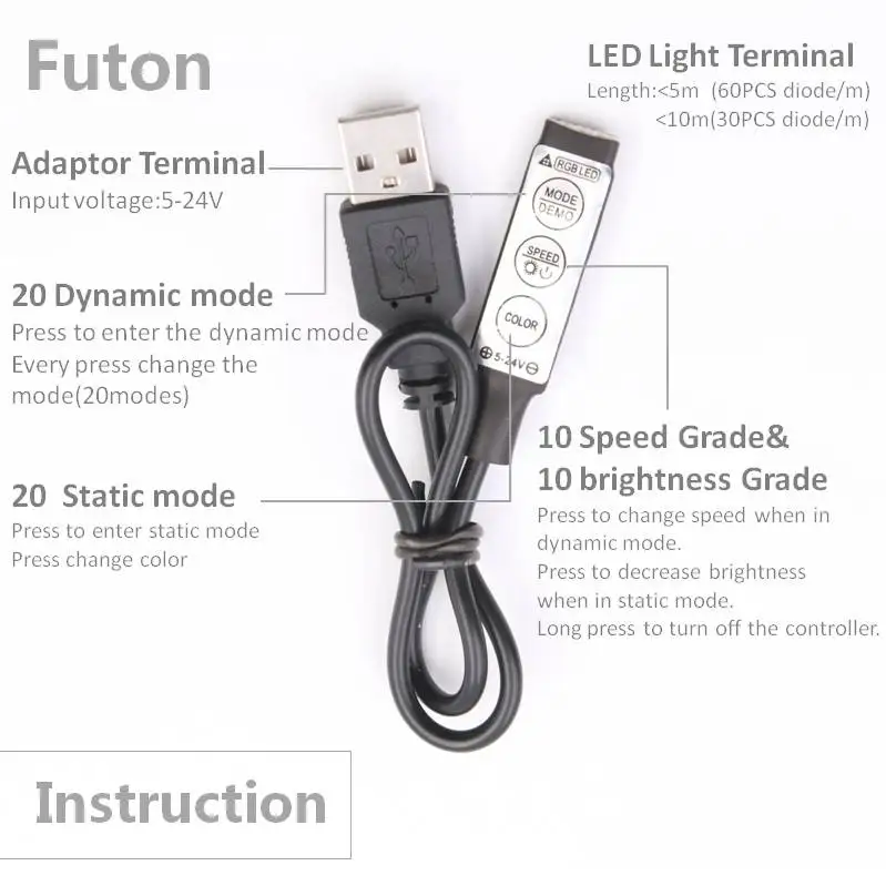 DC 5 ~ 24 V управляемый через USB RGB Светодиодные полосы переключатель ключа