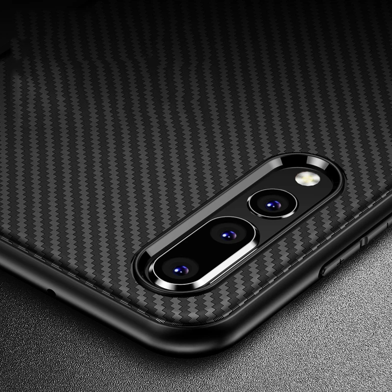 Роскошный силиконовый чехол для телефона Huawei P20 Lite Pro из углеродного волокна
