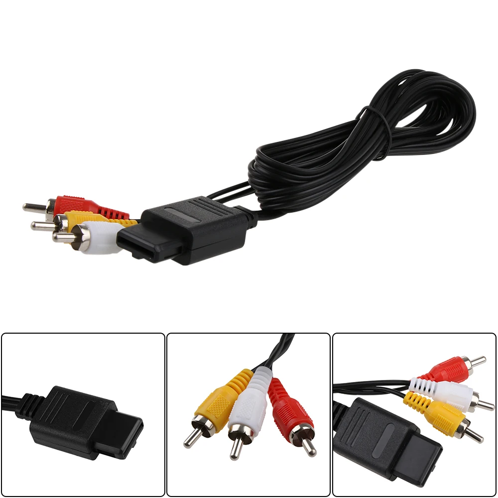 Tonbux 1,8 м 6 футов AV tv RCA видео шнур, кабель для игрового куба для N64 AV Аудио Видео A/V кабель шнур и 2 Аудио Разъема выхода
