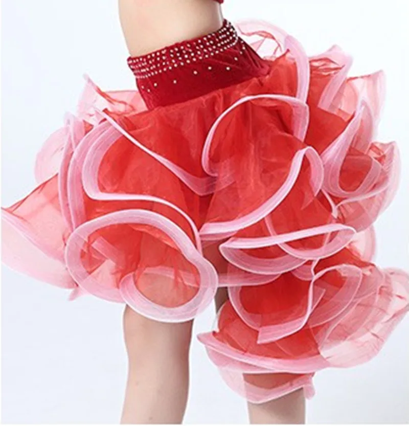 

2019 New girls Half Sleeves Dance Costumes One sets Elegent Collar latin Dancing Girls Standard Competition Salsa/Tango Dress
