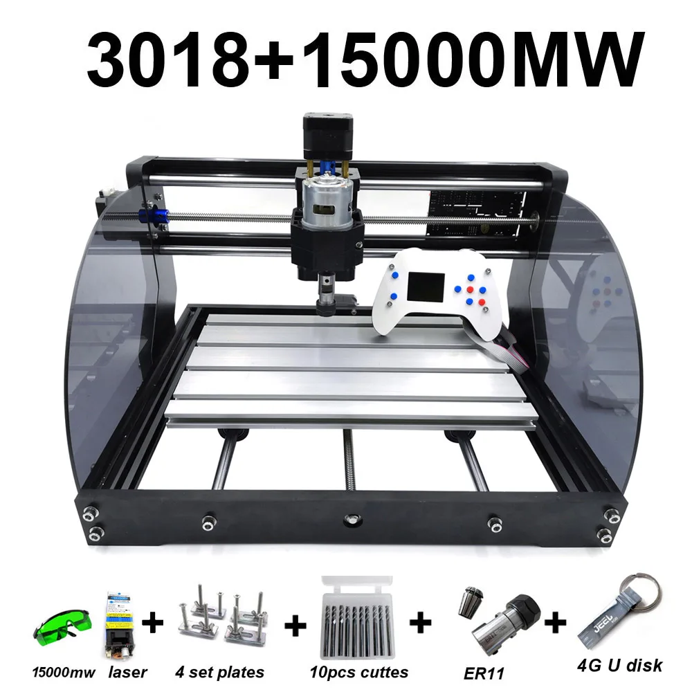 15W CNC 3018 Max+Offline Laser Engraver Wood DIY CNC Router Machine,Pcb Milling Machine,Wood Router,GRBL Control,Craved On Metal - Цвет: 15W