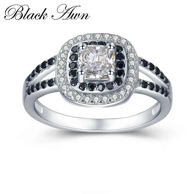 Женское кольцо из серебра 3 2 пробы с черным и белым камнем 925 г | Украшения