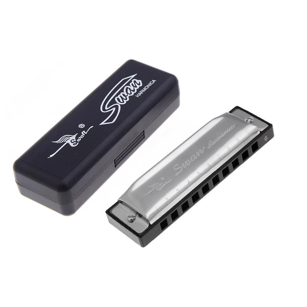 Harmonica Diatonic Blues Арфы рот Органы 10 отверстий гармоника ключ G Reed со Чехол серебро