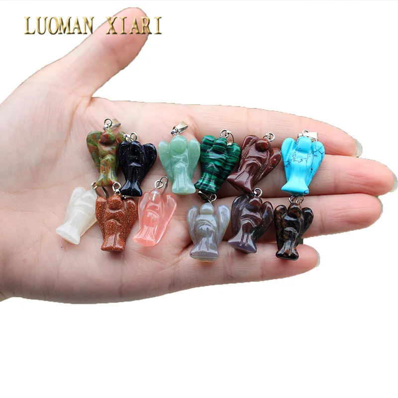 Подвески из натурального камня в коробке 12 шт. 19 х22 мм|natural stone angel|stone angelpendant diy |