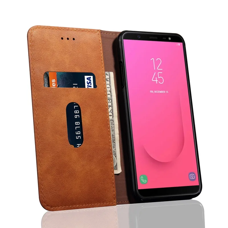 Чехол-книжка на магнитной застежке с Книга чехол для samsung Galaxy j4 j6 Plus j3 j7 j8 A10 A20 A20E A30 A40 A40S A50 A60 A70 A80 A90 Тонкий чехол-подставка