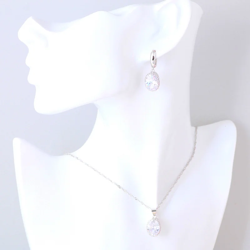 Npbby Циркон Модные Ювелирные наборы для женщин серебро штампованный Белый CZ