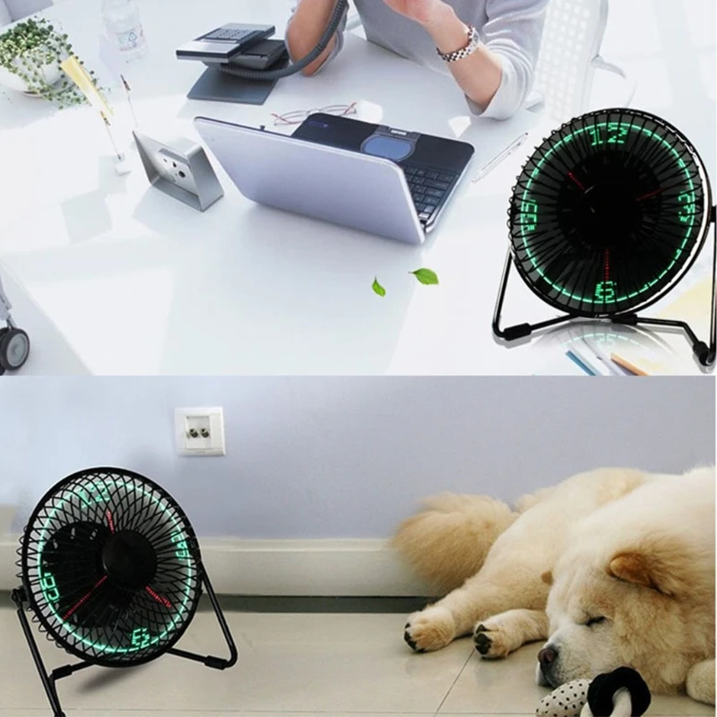 

Desktop USB LED Fan Real Time Temperature Message Cooling Fan For PC Home Office