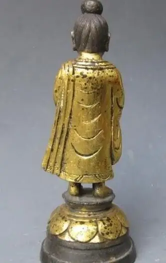 9.5&quotChina Buddhism Temple Old Bronze Gild Northern Wei Ru Lai Buddha Statue |