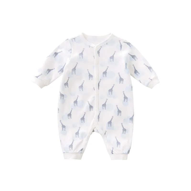 DB9616 нижнее белье в стиле бренда dave bella/новорожденных Осень для малышей, хлопок детская одежда, комбинезон в стиле унисекс симпатичная детская пижама с рисунками, 1 шт. комбинезон - Цвет: giraffe
