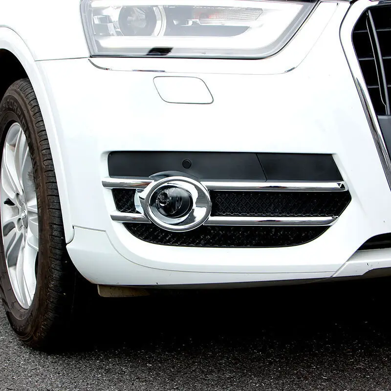 

For Audi Q3 2012-2015 ABS Chrome Car Front Fog Lamps Frame Decorative Exterior Stickers Cover Trim Car-styling accessories 2pcs
