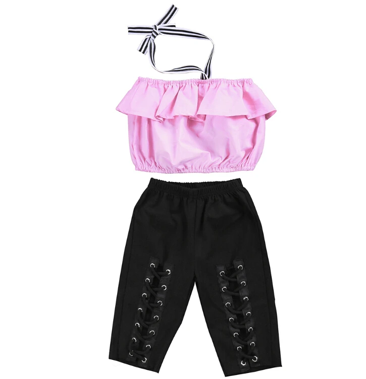 Топы для девочек брюки без рукавов джинсы с вырезами повязка на голову одежда