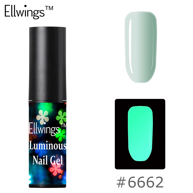 Ellwings Lucky Цвет светятся в темноте ногтей гель для люминесцентные Светящийся лак