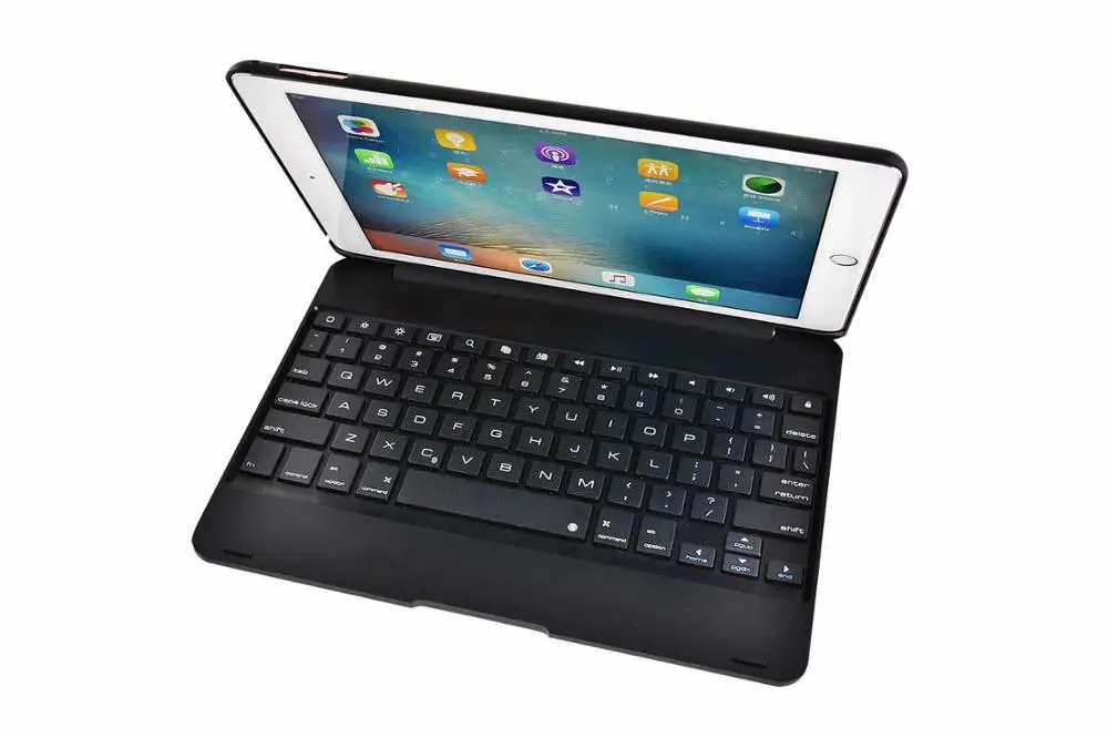 Черный Тонкий беспроводной Bluetooth клавиатура чехол для нового iPad защитный ABS чехол для Apple iPad 9,7(A1822/A1823 - Цвет: Черный