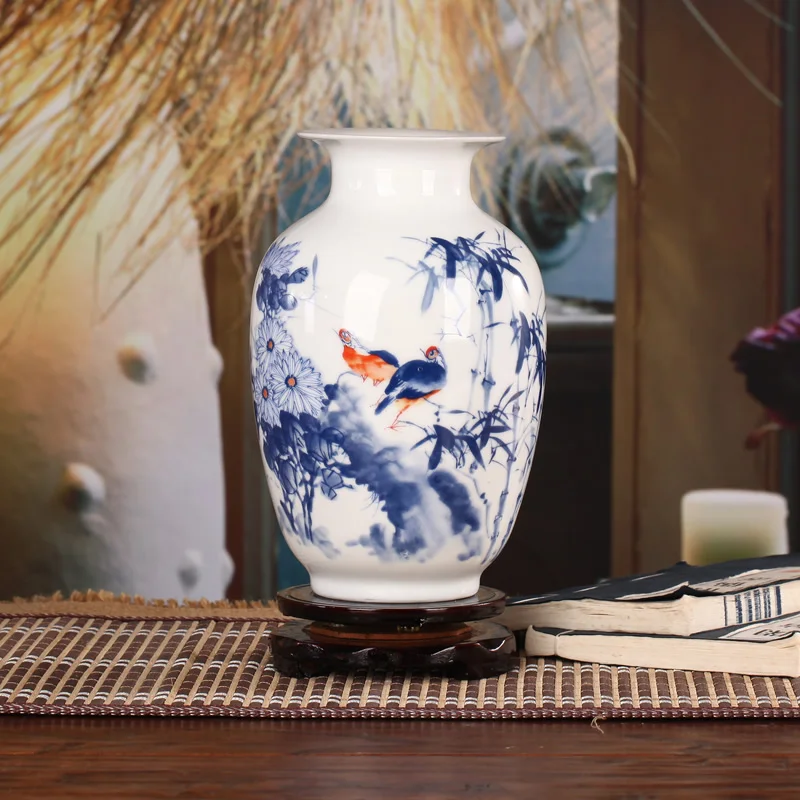 Керамическая ваза Цзиндэчжэнь fllower Bird гостиная винный шкаф антикварная полка