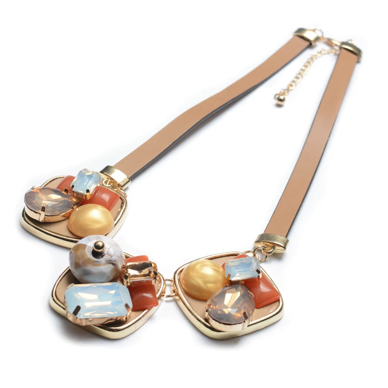 2016 Мода Boho Ожерелья Чешские Sipmle Заявление Женщины Цепи Кожи Декоративные Макси