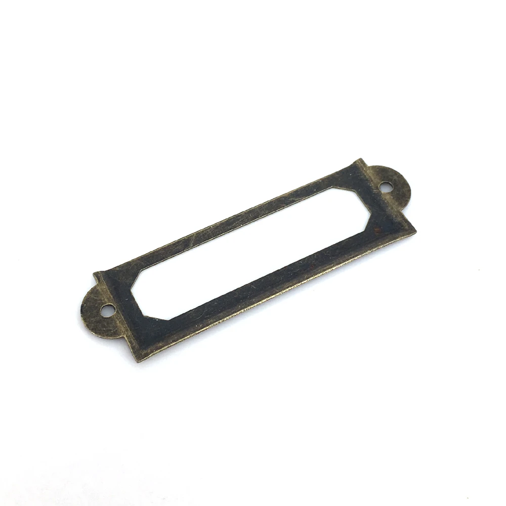 

60mm x 17mm Mercantile Industrial Metal Label Holders Antique Bronze Name card Frame Holder Book Plate for Altered Assemblage