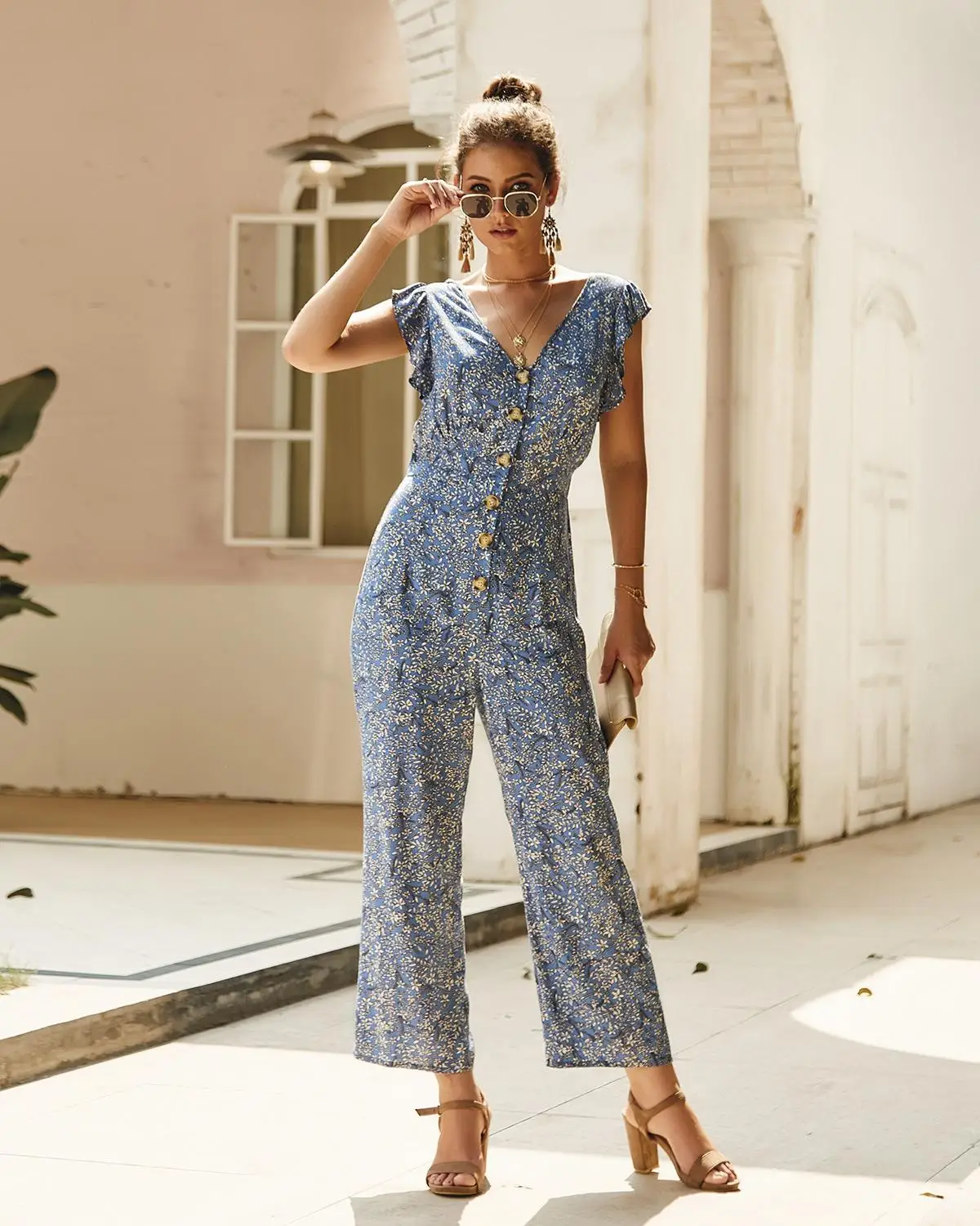 Модный женский комбинезон новый летний сексуальный с v образным вырезом без