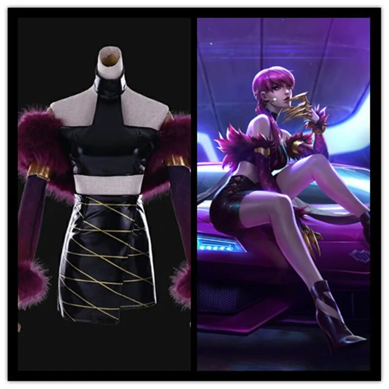 Мода игры LOL кДа K/DA группы Evelynn Косплэй костюм пикантные черные сапоги плотно мини