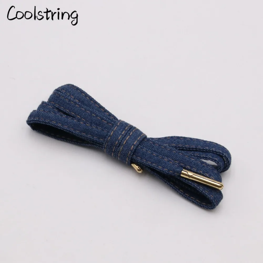 Coolstring 8 мм Премиум плоские джинсовые шнурки металлические Aglet классические шнурки подгонять ваши ноги синий черный шнурки для кроссовок