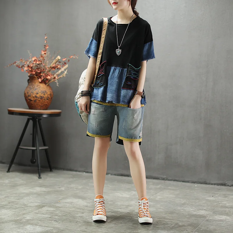 2019 модные винтажные Ретро футболки с круглым вырезом для женщин летние тонкие