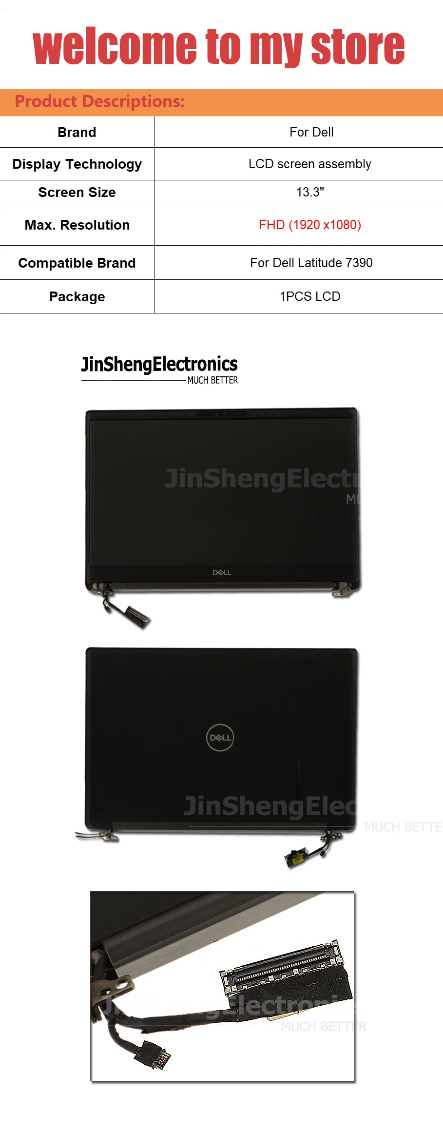 7390 Полный 13,3 ''для Dell широта 7390 ЖК-экран дисплей назад шарниры для крышки сенсорный экран дигитайзер сборка
