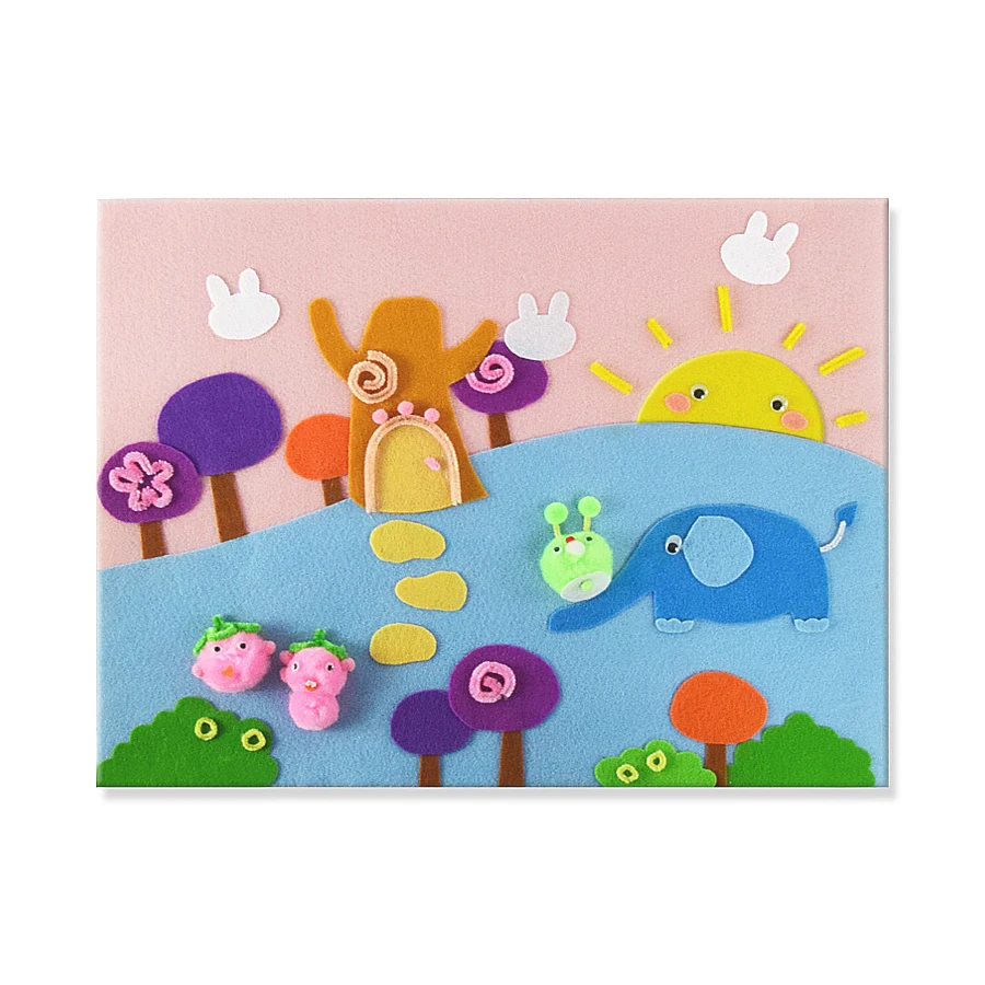 Cute Felt Non-woven Fabric Handmade Creative 3D Sticker Puzzle Art Crafts Kit Kindergarten Home Decoration Educational Toys | Игрушки и