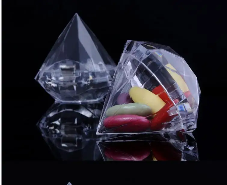 

200pcs Clear Diamond Boxes Candy Box Wedding Favor Gift Box Transparent Plastic Box Wedding