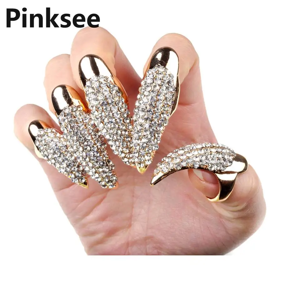 Женские кольца с кристаллами в стиле панк 3 размера 10 шт.|finger nail ring|nail ringclaw ring |