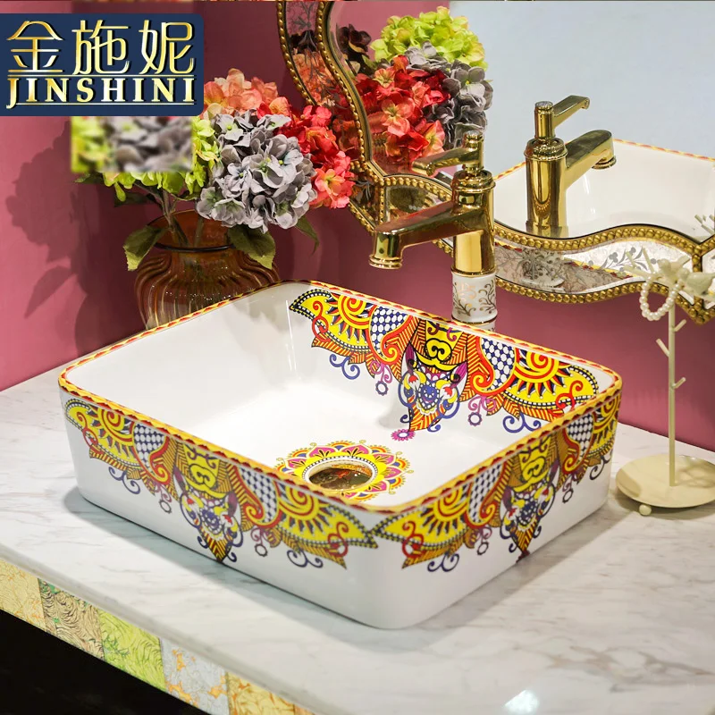 

Gold jingdezhen ceramic art bathroom table basin wash basin