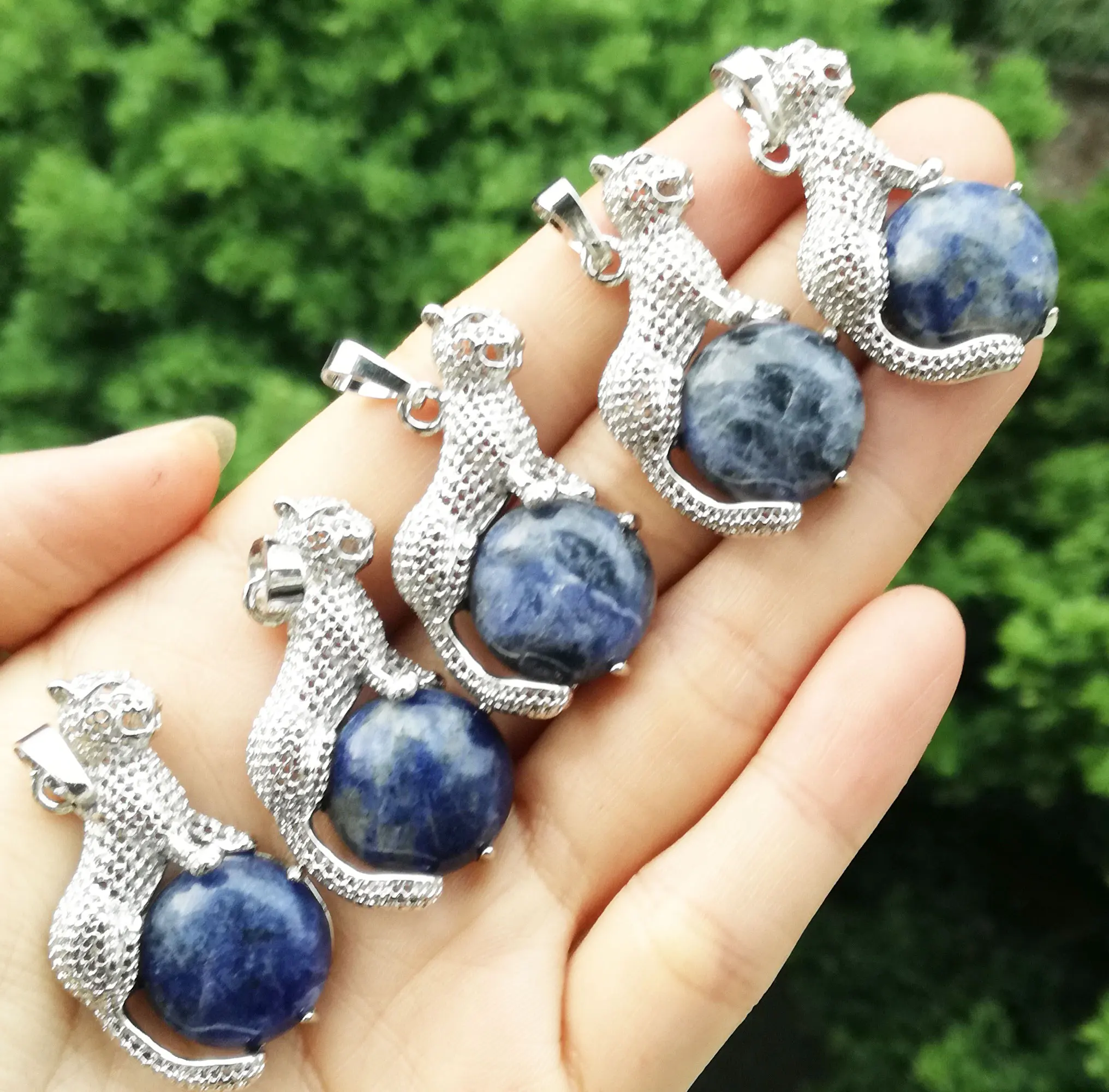 5 шт. Подвески животных &quotЛеопард&quot содалитовые каменные бусины энергетические