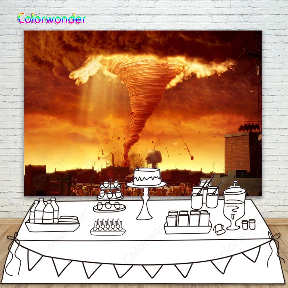 Сказочный мир фотография Фон спагетти Торнадо с темными облаками 7x5 футов