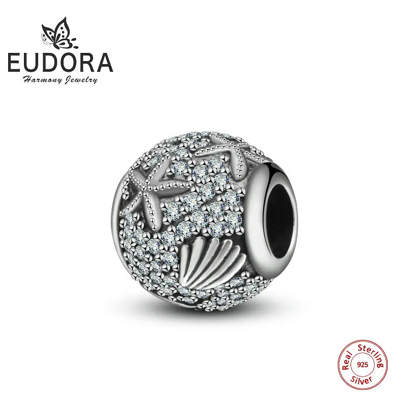 Eudora 100% Стерлинговое Серебро 925 пробы AAA циркон морская Морская звезда амулеты