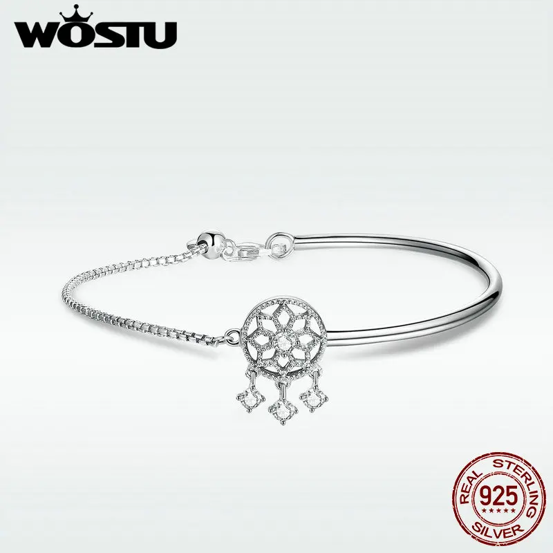 WOSTU подлинное серебро 925 пробы Ловец снов Шарм браслет для женщин Девушка День