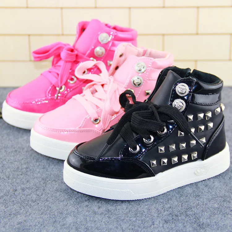 Осень дети обувь девочки заклёпка свободного покроя воздухопроницаемый