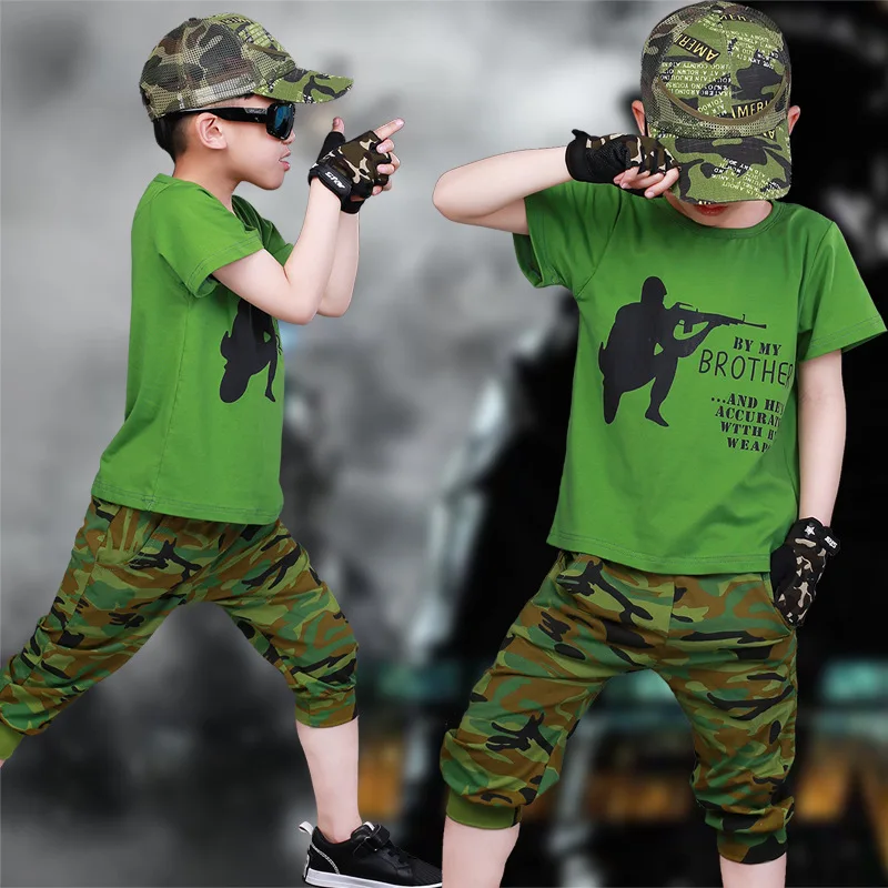 2019 комплект детской одежды летняя камуфляжная одежда для мальчиков комплекты