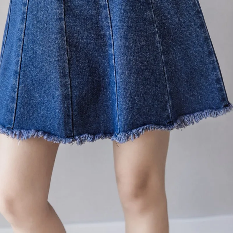 Новинка 2019 года сезон весна-лето джинсовая юбка с вышивкой в духе колледжа и