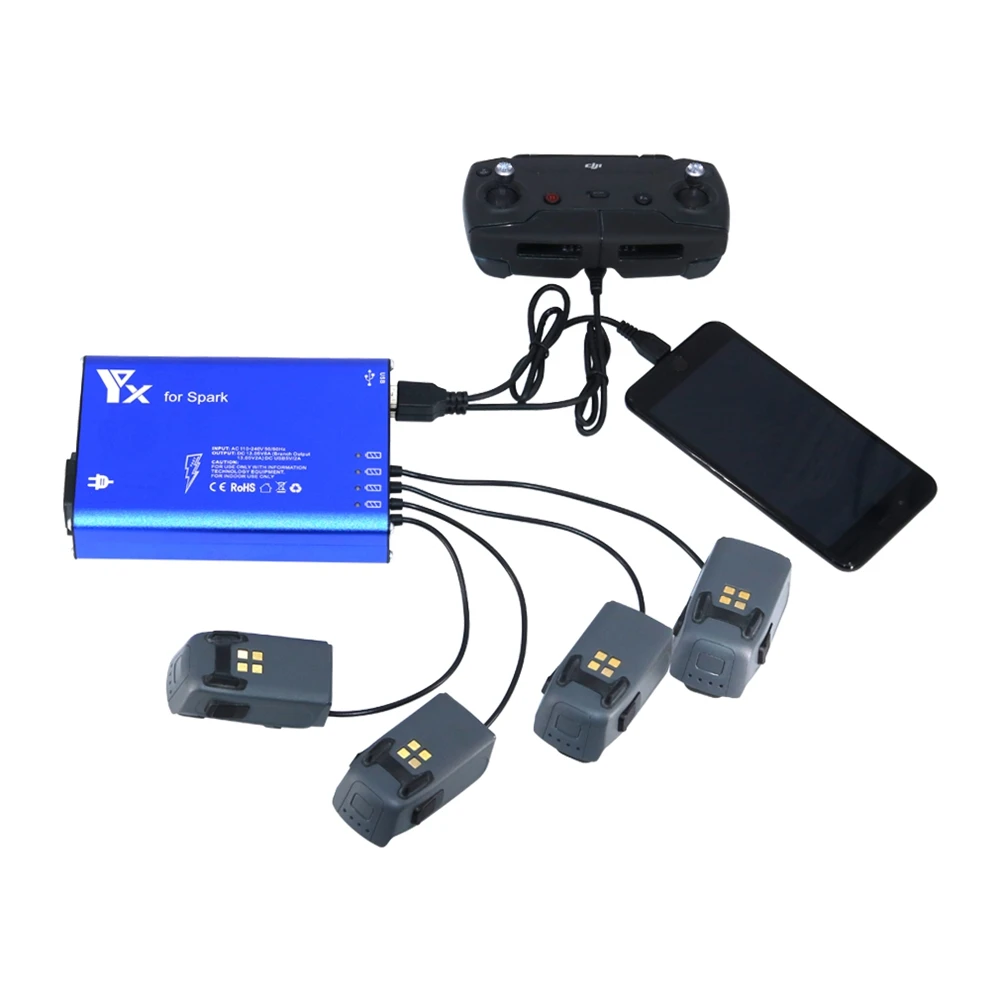 Мульти зарядное устройство батарея и пульт дистанционного управления для DJI Spark