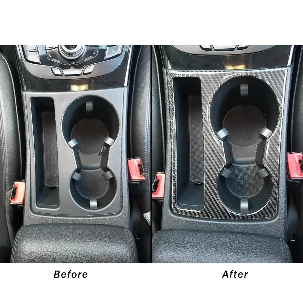 

For Audi A5 A4 B8 2009-2015 Carbon Fiber Trim Cup Holder Decorative Frame Decal Cover Sticker Cover Car Styling