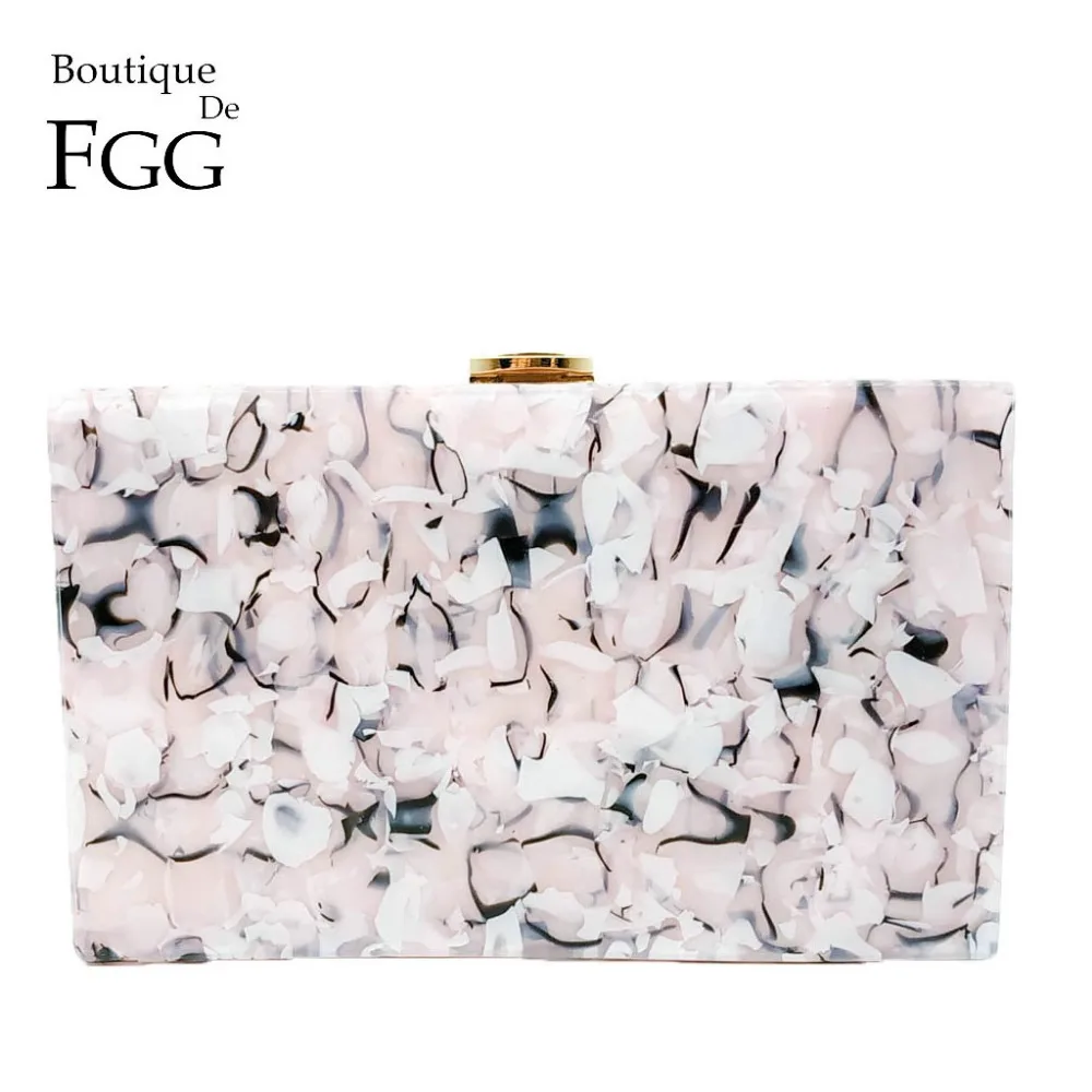 Boutique De FGG рисунок под мраморный камень Женская акриловая прямоугольная сумочка вечерние сумки Дамская сумка на плечо с цепочкой металлические клатчи на день
