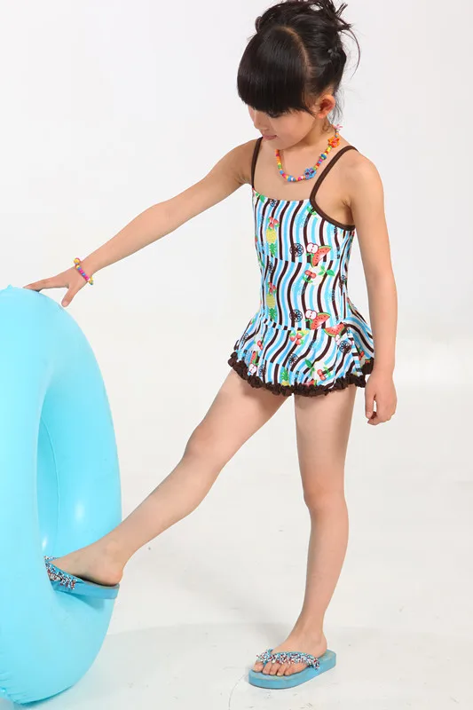 Free Shipping Imported blue stripe kids/girls polyester bikinis set push up kids swimwear for girls |