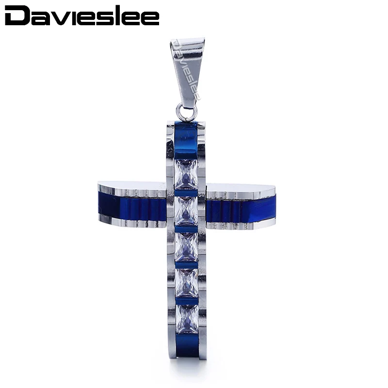 Davieslee 12 стилей, из нержавеющей стали крест кулон для мужчин резные Золото Серебро Черный проложили w прозрачные носороги DLKPP2 - Окраска металла: KP379