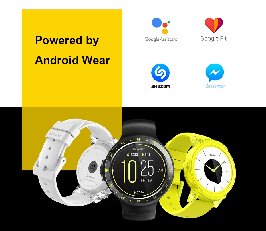 Оригинальные Смарт-часы Ticwatch S Knight, Android Wear 2,0, Bluetooth 4,1, wifi, частота сердечных сокращений, IP67, водонепроницаемые, встроенные gps спортивные часы