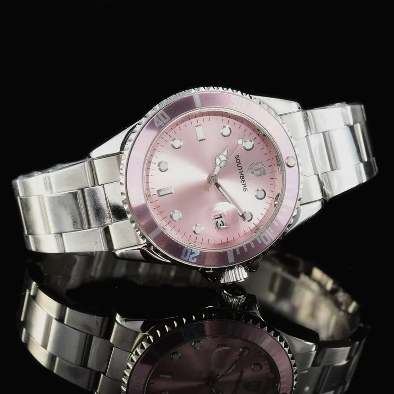 Розовый Роскошные ролевые модные мужские часы DAYTONA кварцевые Стальные SOUTHBERG Топ GMT брендовые зеленые наручные часы для мужчин relogio masculino - Цвет: Розовый