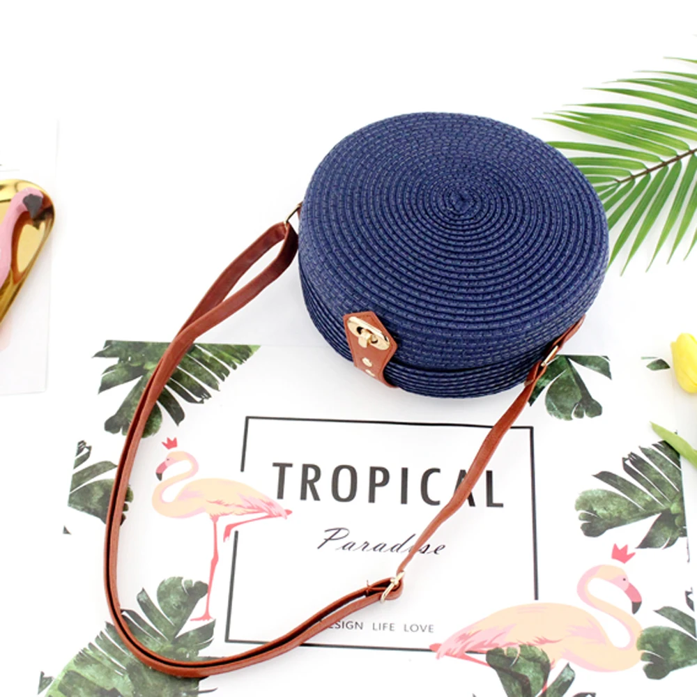 Круглая соломенная сумка женские летние сумки из ротанга плетеная пляжная