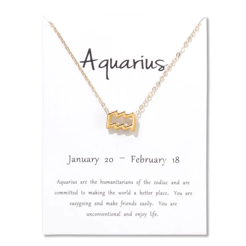 

New Virgo Aries Message Card 12 Constellations Necklace Woman Jewelry 12 Zodiac Pendant Necklace Birthday Valentine's Day Gifts