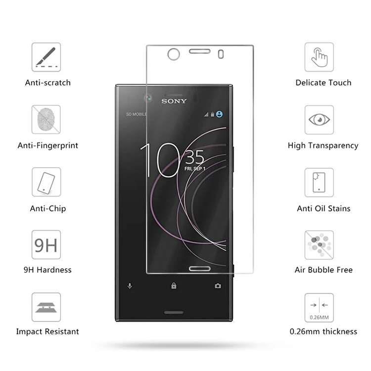 2 шт. 2.5D 0,26 мм для экрана из закаленного стекла Стекло для sony Xperia XZ1 компактный Экран протектор из закаленного стекла, Защитная пленка для sony XZ1 XZ1C