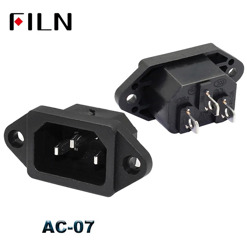 AC-07 IEC320 C14 электрическое гнездо переменного тока 3 pin Красный светодиодный 250V кулисный переключатель 10A предохранитель женский мужской гнездо входа разъем 2-контактный разъем крепление - Цвет: AC-07