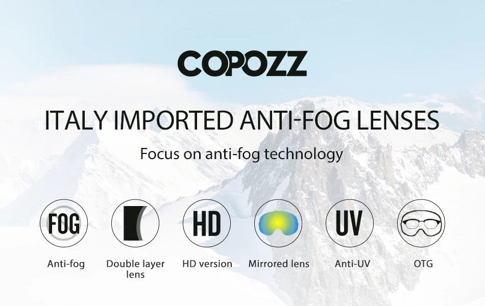 COPOZZ Анти-Туман Лыжные очки сферические бескаркасные Лыжные Сноуборд снежные очки защита UV400 Противоскользящий ремешок для мужчин и женщин