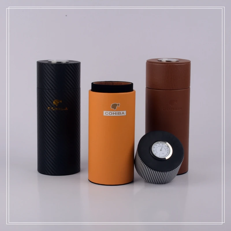 Кожаный чехол для сигар COHIBA футляр с отделкой из испанского кедра дорожная